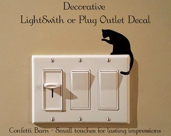 Light Switch or Plug Outlet Decal, Sitting Cat, Cat Decal, Cat Outlet Decal, Vinyl Wall Decal, Removable Vinyl