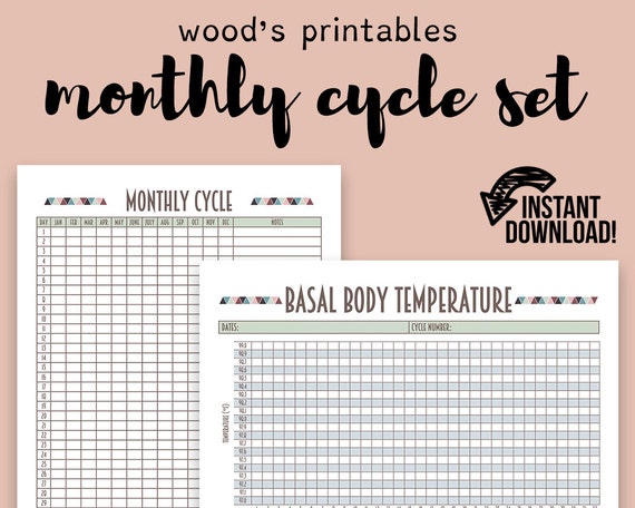 Period Tracker Set PDF Printable Period Calendar Cycle