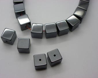6 metallized 10 mm square cube black silver