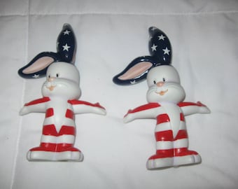 Both Red White and Blue Bunnies!! Happy 4th of July by ENESCO.......Ceramic Collectibles 1997