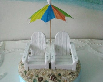 Adirondack Chairs on a Beach Wedding Cake Topper