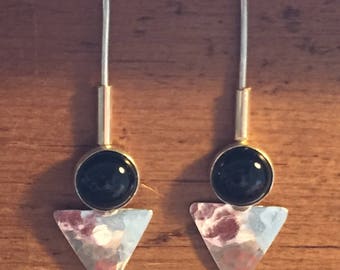 Sterling Silver and Black Onyx drop Earrings