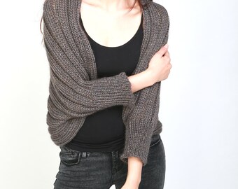 Hand Knit sweater Little cardigan sweater little shrug olive sweater