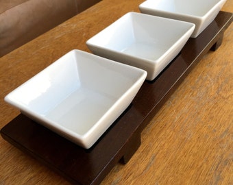 Dipping Bowls Set on Ipe Wood Tray