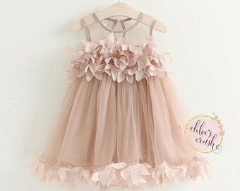 Rose pink little girl dress, baby dress, Sunday dress, wedding dress, flower girl, summer dress, rose dress, baby dress, rose dress, summer