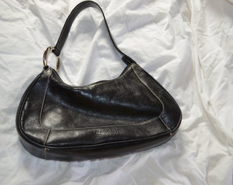 Vintage Franco Sarto bag, black with a silver hoop/circle punk rock purse; perhaps for keychains collection