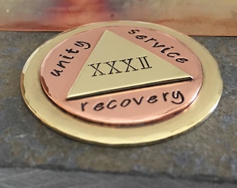 Custom AA Coin | Personalized Coin Medallion | Recovery Gift | Double-Sided AA Sobriety Coin | AA Gift | 12 Steps | Alcoholics Anonymous