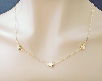 Triple, Star, Necklace, Mamma Mia, Necklace, Gold filled, Chain, Necklace, Birthday, Best friends, Mom, Sister, Gift, Accessory, Jewelry