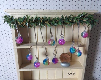 Christmas Tree ornaments - Set P (1:12 scale / Dollhouse miniature)