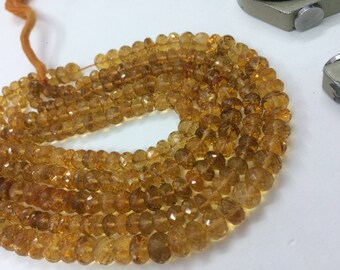 Natural Citrine beads 6-8mm, Citrine faceted rondelle 8"inch strand, AAA quality Citrine rondelle