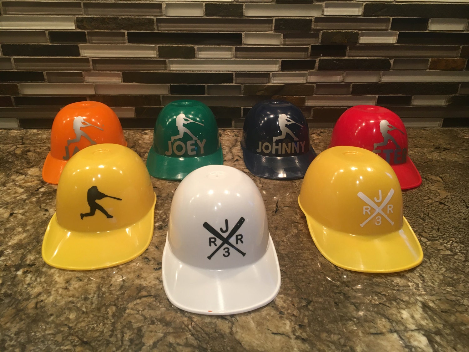 Baseball Party favors Mini Baseball Helmets Custom vinyl