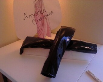 2 black pleather fingerless gloves (long)