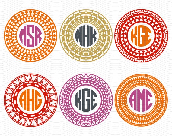 Download Circle Monogram Frames 3 SVG EPS DXF Studio3 Aztec Cut