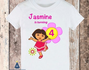 Personalized Dora Birthday Party T-shirt - with name and age