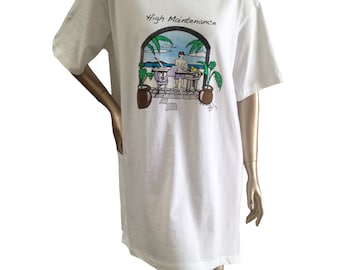 High Maintenace - Animated Sleepshirt or Beach Cover-Up w/ Side Slits & Matte Studs - 100% Cotton