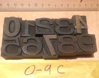 Vintage Wooden Letterpress Numbers 0-9 – mixed font antique (0-9B)