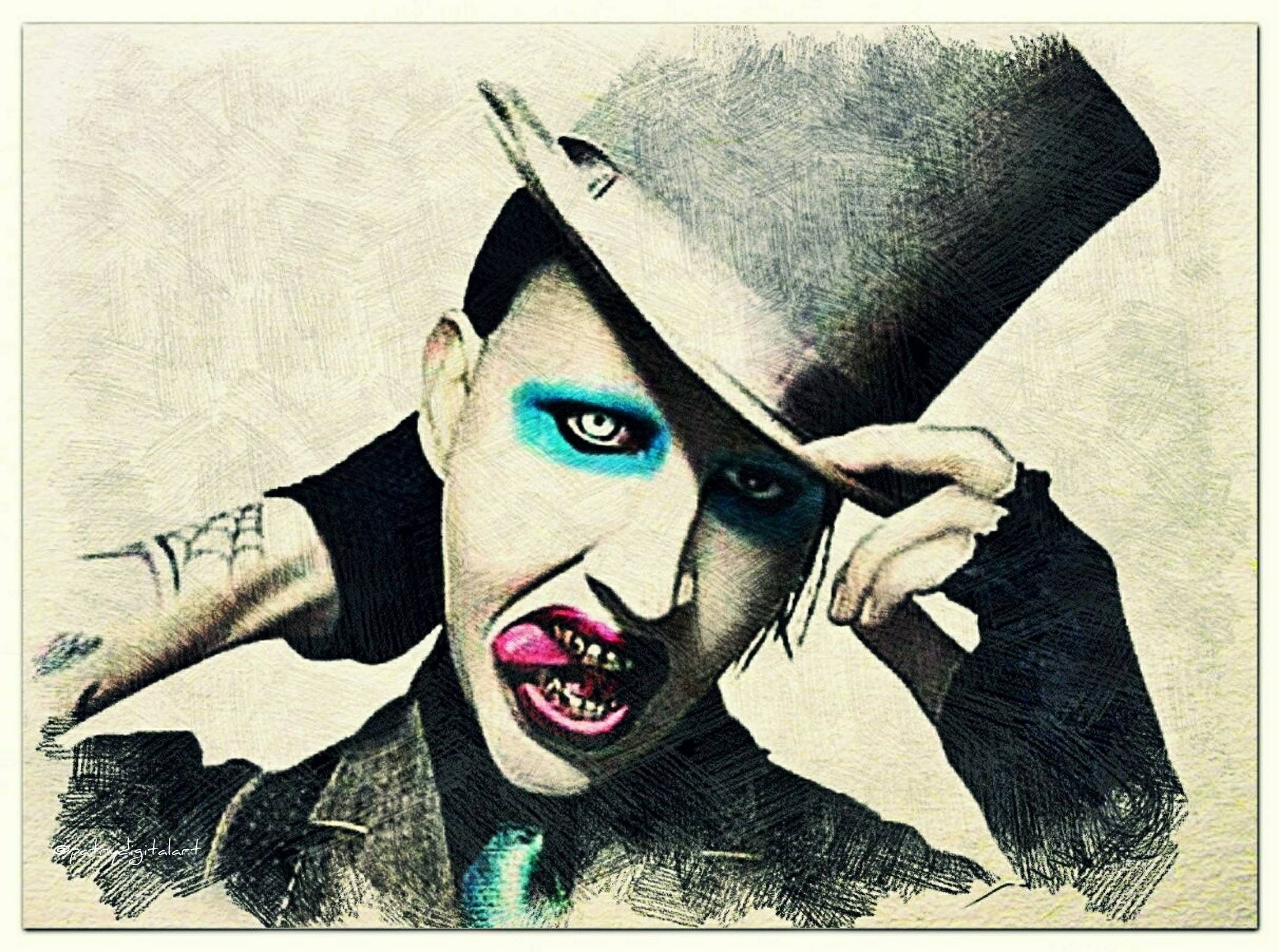 Marilyn Manson Pencil Drawing colorful artistic print wall