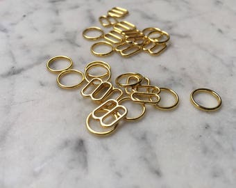 4 pieces – 8mm – of Gold plated bra rings & sliders – for bra and swimwear making