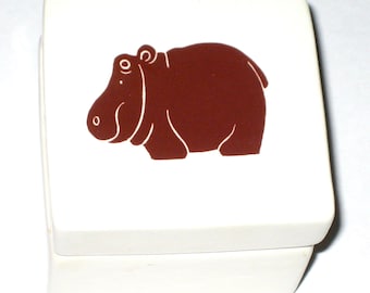 Vintage 70s Nancy Lopez ceramic hippo box made in Japan 1977