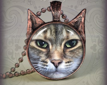 TBKBR27 Brown TABBY CAT necklace