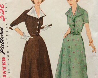 Simplicity 3767 misses shirtwaist dress size 14 bust 32 vintage 1950's sewing pattern