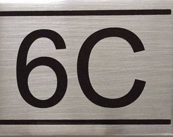 Apartment Number Sign -6C -Brushed Aluminum (2.25x3, Aluminium))