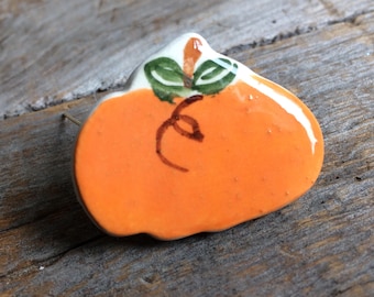 Pumpkin Pin, Pumpkin Brooch, Thanksgiving Pin, Thanksgiving Brooch, Handmade ceramic Thanksgiving Jewelry Thanksgiving Gift, Under 5