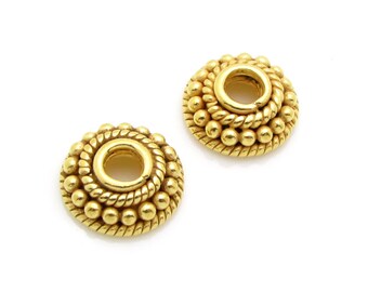 2 Pcs, 10mm, 24k Gold Vermeil Bead Caps