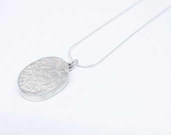 Oval Textured Pendant Necklace