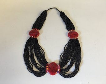 Boho seed bead statement necklace.