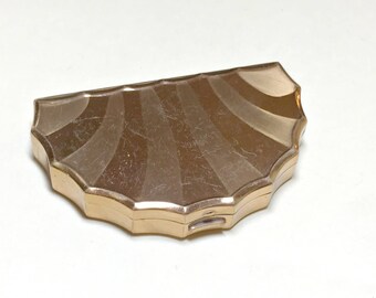 Vintage clamshell compact, personalized, vintage mirror compact, vintage powder compact, gold compact, vintage purse accessory, 1950s-60s