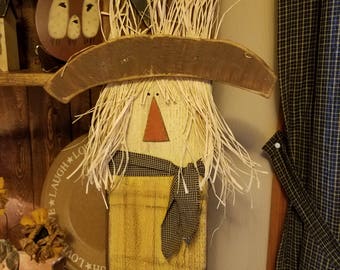 Scarecrow, handmade wooden scarecrow , primitive scarecrow, country fall decor