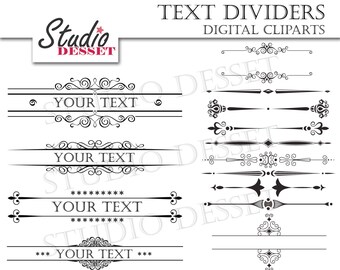 Text Dividers, Wedding Invitations, Calligraphy Clipart Set, Elegant Headers, Digital Clip Art Borders, Invitation Wedding Frames, C216