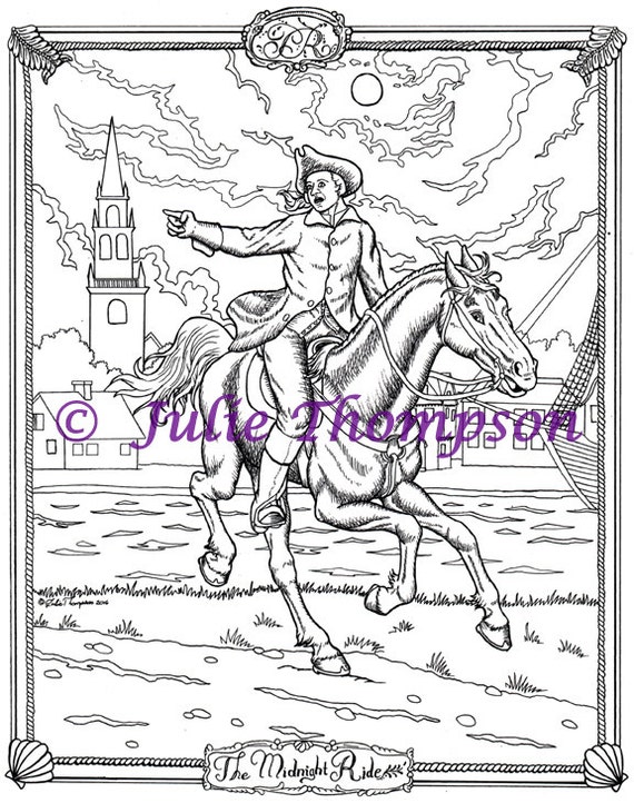 PAUL REVERE hand drawn coloring page