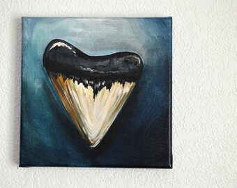 8"x8" Shark's Tooth Original Painting on Canvas