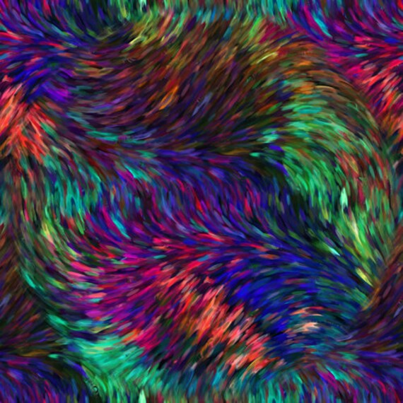 Green Blue Purple Handmade Artist Made Fiber Art Home Decor Lightning Cotton Canvas Upholstery Fabric By The Yard