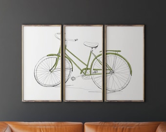 Printable Bicycle Art, Bicycle Wall Art, Bicycle Triptych, Contemporary Wall Art, Living Room Decor, Living Room Wall Decor, Living Room Art