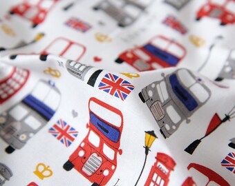 London bus pattern / 20s Cotton fabric