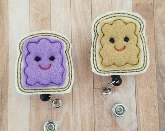 Peanut Butter Badge Reel, Jelly Badge Holder, Friend Badge, Food badge, Retractable Badge Holder, Nurse Badge Reel, Nurse Gift, Id Holder