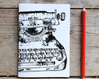 Black Typewriter Unlined Notebook