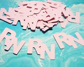 Choose color and text! RN BSN ADN cna lpn bsn nurse nursing school medical confetti die cuts birthday party favor decorations graduation