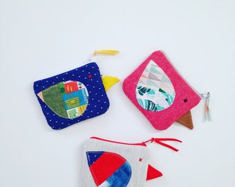 Coin Purse/ Japanese Blue Linen.