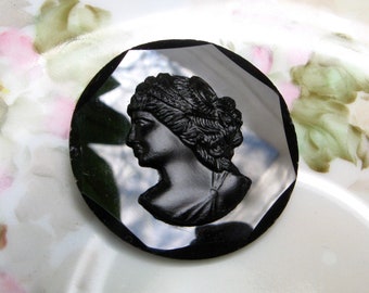 Glass Cameo Brooch Jet Glass Cameo French Jet Cameo Brooch Cameo Pin Black Glass Cameo Jewelry Mourning Jewelry Victorian Brooch As Is