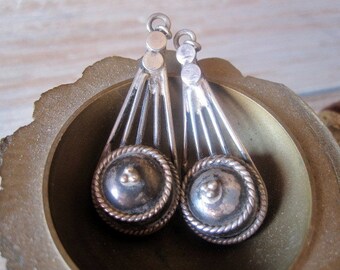 South India Tribal Silver Earrings.