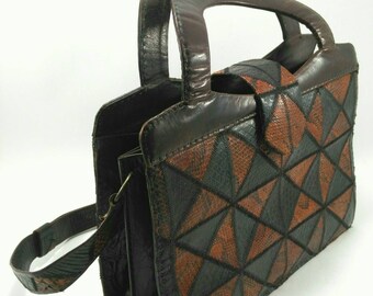 Black and Brown snakeskin and leather Vintage handbag