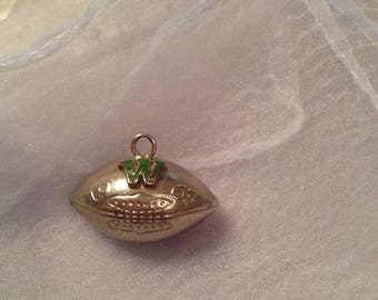 On Hold - Please do not purchase - Football Pendant 1963 Vintage Football Washington Green W Dated 1963