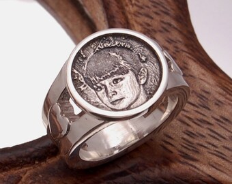 Personalized Medallion Photo Ring - Sterling Silver