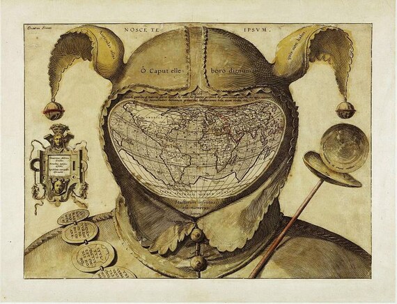 antique world maps old world map illustration digital image ancient maps monde fou mad world 04 from mapsandposters on etsy studio