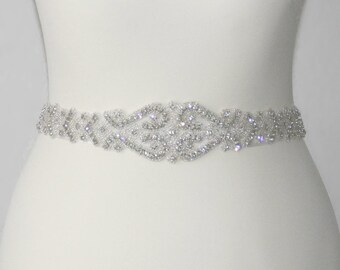 Bridal Sash Belt with Rhinestones