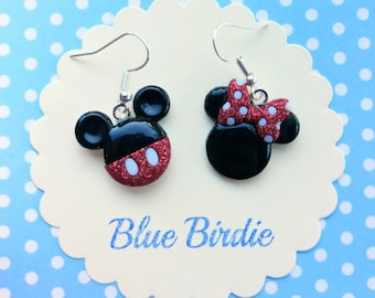 Minnie and Mickey mouse dangle earrings Disney jewelry Disney earrings Minnie mouse jewelry Mickey Mouse earrings Mickey Mouse jewelry gifts
